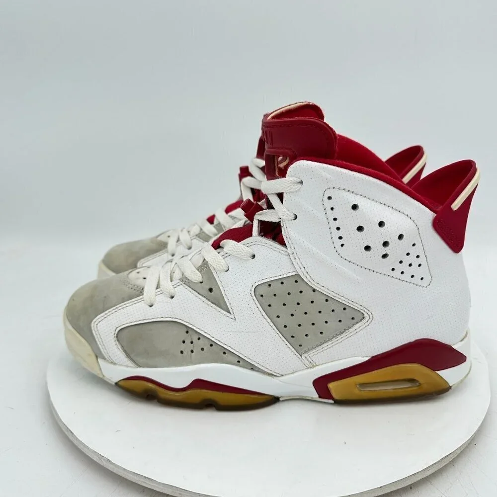 Nike Air Jordan 6 Retro Men Size 8.5 384664-113 White Gym Red Grey Shoes